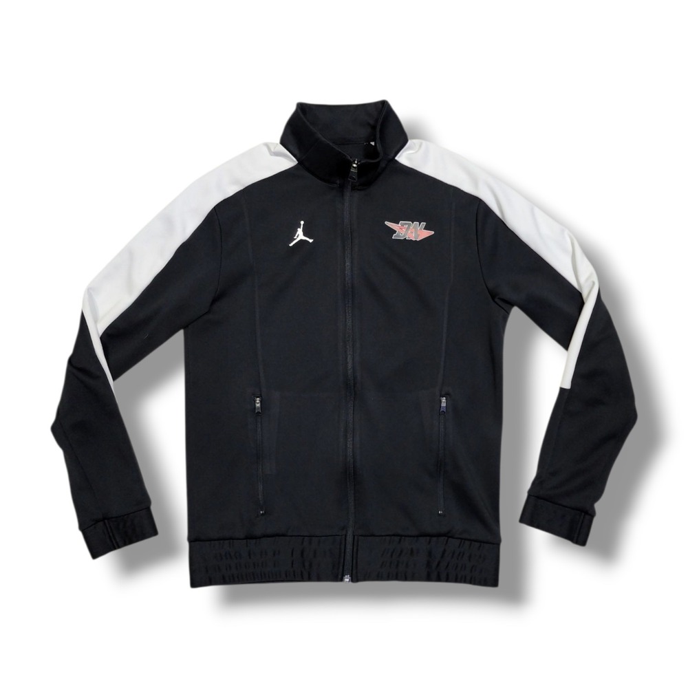 Nike Air Jordan Track Jacket Men's Size M Black White Full Zip Pockets Jumpman